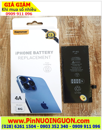 Pin iPhone 8G; Pin di động iPhone 8G (2200mAh, 3.7V-3.85V, dòng sạc 4A) chính hãng |BẢO HÀNH 18 tháng